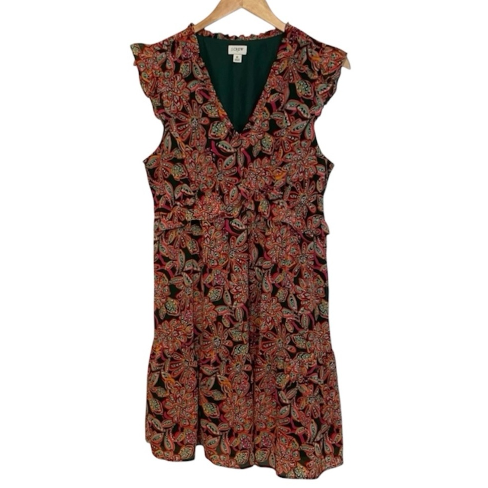 J. CREW Floral Ruffle Sleeveless Feminine Mini Dress Womenβs Size 12